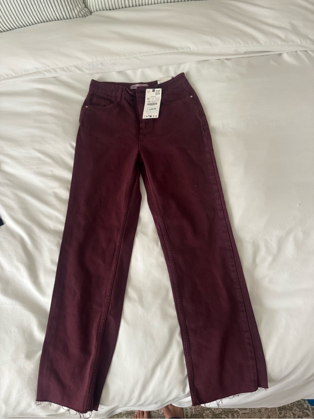 Zara Women's Deep Wine Straight-Leg Jeans